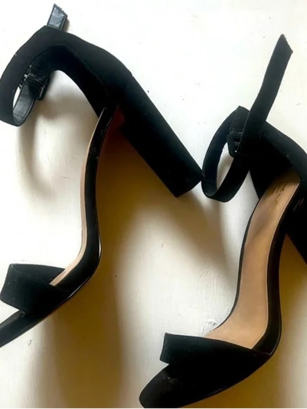 Mix No. 6 Black Suede Ankle-Strap Block Heel Sandals